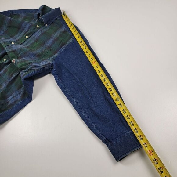 Vintage Y2K 90s Tommy Hilfiger Crest Long Sleeve Button Down Denim Plaid Shirt - Picture 9 of 14